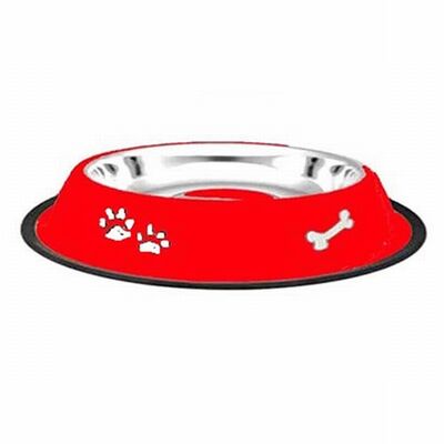 EuroDog Pati Kemik Desenli Metal Köpek Mama Su Kabı 24 Oz 17 Cm 