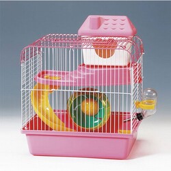 Eurogold - EuroGold Hamster Kafesi Pembe Beyaz 23x17x25 Cm 