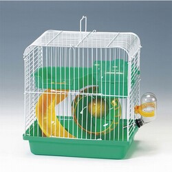 Eurogold - EuroGold Hamster Kafesi Yeşil Beyaz 23x17x25 Cm 