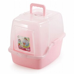 Eurogold - EuroGold Pet Zone Kapalı Kedi Tuvaleti 52x39,5x43 Cm Pembe 