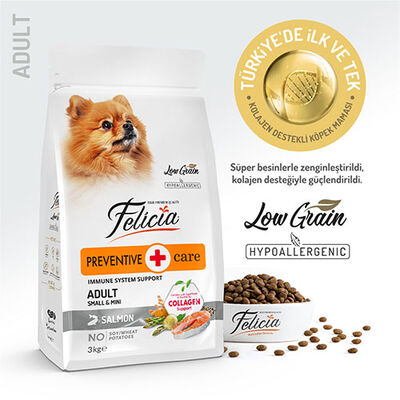Felicia HypoAllergenic Small Mini Somonlu Küçük Irk Düşük Tahıllı Yetişkin Köpek Maması 3 Kg  Felicia HypoAllergenic Small Mini Somonlu Küçük Irk Düşük Tahıllı Yetişkin Köpek Maması 3 Kg