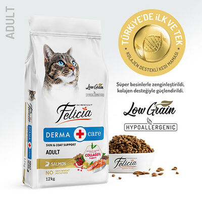 Felicia Hypoallergenic Somonlu Düşük Tahıllı Yetişkin Kedi Maması 12 Kg 