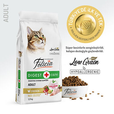 Felicia Hypoallergenic Tavuklu Düşük Tahıllı Yetişkin Kedi Maması 12 Kg 