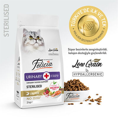 Felicia Hypoallergenic Urinary Somonlu Düşük Tahıllı Kısırlaştırılmış Kedi Maması 2 Kg  Felicia Hypoallergenic Urinary Somonlu Düşük Tahıllı Kısırlaştırılmış Kedi Maması 2 Kg
