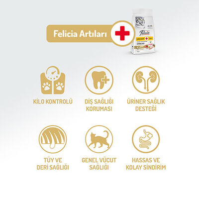 Felicia HypoAllergenic Urinary Sterilised +7 Tavuklu Düşük Tahıllı Kısırlaştırılmış Yaşlı Kedi Maması 2 Kg 
