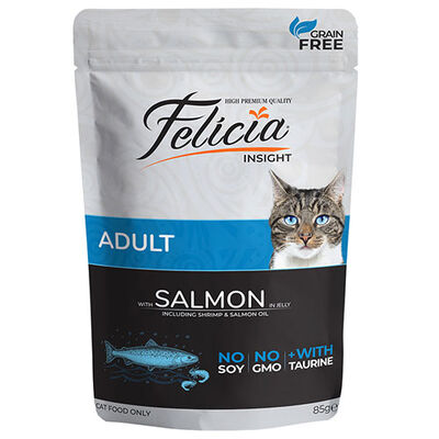 Felicia Jelly Somonlu ve Taurinli Pouch Tahılsız Yetişkin Kedi Konservesi 6 Adet 85 Gr 
