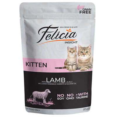 Felicia Pouch Jelly Kuzulu ve Taurinli Tahılsız Yavru Kedi Konservesi 6 Adet 85 Gr 