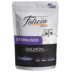 Felicia - Felicia Pouch Jelly Sterilised Somonlu ve Taurinli Tahılsız Kısırlaştırılmış Kedi Konservesi 6 Adet 85 Gr 