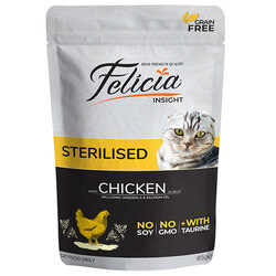 Felicia - Felicia Pouch Jelly Sterilised Tavuklu ve Taurinli Tahılsız Kısırlaştırılmış Kedi Konservesi 6 Adet 85 Gr 
