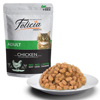 Felicia Pouch Jelly Tavuklu ve Taurinli Tahılsız Yetişkin Kedi Konservesi 6 Adet 85 Gr 