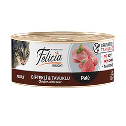 Felicia - Felicia Kıyılmış Biftekli ve Tavuklu Tahılsız Yetişkin Kedi Konservesi 85 Gr