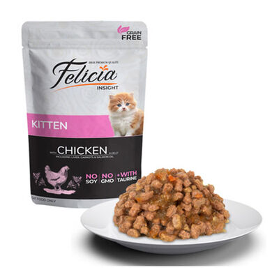 Felicia Pouch Jelly Tavuklu ve Taurinli Tahılsız Yavru Kedi Konservesi 85 Gr 