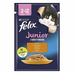 Felix - Felix Pouch Junior Tavuklu Yavru Kedi Konservesi 6 Adet 85 Gr 