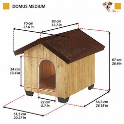 Ferplast Domus Ahşap Köpek Kulübesi Medium 70x83x67 Cm - Thumbnail