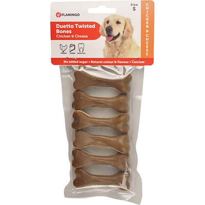 Flamingo Duetto Twisted Tavuklu ve Peynirli Kemik Köpek Ödülü 7 Cm