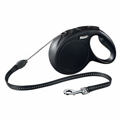 Flexi New Classic Otomatik İp Köpek Gezdirme Tasması Medium 5 Mt Siyah 