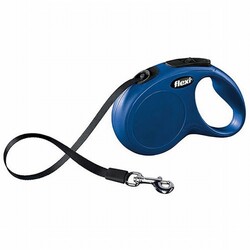 Flexi - Flexi New Classic Otomatik Şerit Köpek Gezdirme Tasması Small 5 Mt Mavi 