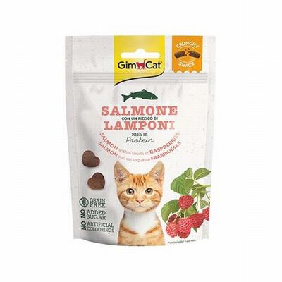 GimCat Crunchy Snacks Salmon Raspberry Somonlu ve Ahududulu Tahılsız Kedi Ödülü 50 Gr 