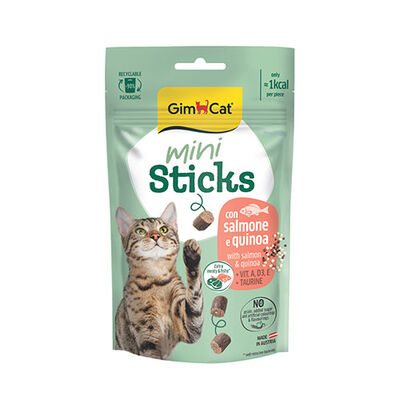 GimCat Mini Sticks Somonlu ve Kinoalı Kedi Ödül Maması 50 Gr 