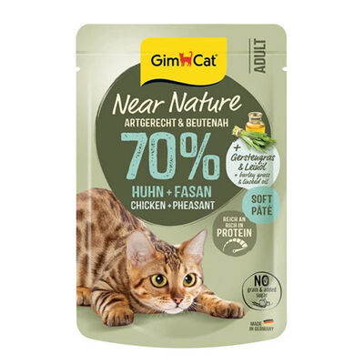 GimCat Near Nature Ezme Tavuklu ve Sülün Etli Pouch Yetişkin Kedi Konservesi 85 Gr 