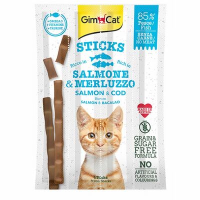 GimCat Sticks Alabalıklı ve Somonlu Kedi Ödül Çubukları 20 Gr 