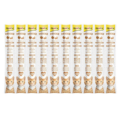 GimCat Sticks Hindili ve Tavşanlı Tahılsız Kedi Ödül Çubuğu 10x5 Gr 