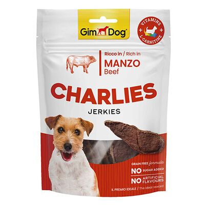 GimDog Charlies Jerkies Sığır EtliTahılsız ve Şekersiz Köpek Ödülü 70 Gr 