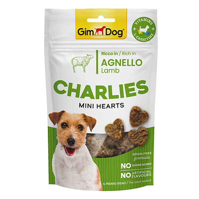 GimDog Charlies Mini Hearts Kuzu Etli Tahılsız ve Şekersiz Köpek Ödülü 70 Gr 