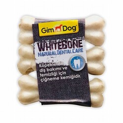 GimDog - GimDog Mordimi Beyaz Press Kemik Köpek Ödülü 3'lü 9 Cm 