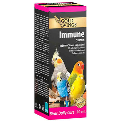 Gold Wings Premium Immune System Kuşlar için Bağışıklık Sistemi Güçlendirici Sıvı Vitamin 20 Ml 