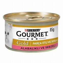 Gourmet Gold - Gourmet Gold Parça Etli Soslu Alabalık Sebzeli Yetişkin Kedi Konservesi 85 Gr 