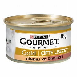 Gourmet Gold - Gourmet Gold Çifte Lezzet Parça Etli Hindili Ördekli Yetişkin Kedi Konservesi 12 Adet 85 Gr 