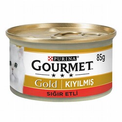 Gourmet Gold - Gourmet Gold Kıyılmış Sığır Etli Yetişkin Kedi Konservesi 12 Adet 85 Gr 