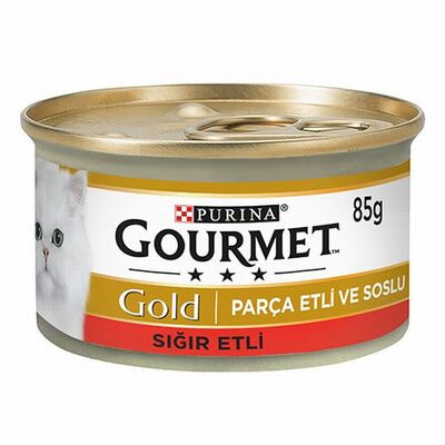 Gourmet Gold Parça Etli Soslu Sığır Etli Yetişkin Kedi Konservesi 24 Adet 85 Gr 