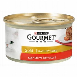 Gourmet Gold - Gourmet Gold Savoury Cake Sığır Etli Domatesli Yetişkin Kedi Konservesi 85 Gr 
