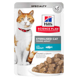 Hill’s SCIENCE PLAN Chunks Gravy Pouch Sterilised Alabalıklı Kısırlaştırılmış Kedi Konservesi 6 Adet 85 Gr - Thumbnail