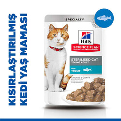 Hill's Science Plan - Hill’s SCIENCE PLAN Chunks Gravy Pouch Sterilised Alabalıklı Kısırlaştırılmış Kedi Konservesi 85 Gr 