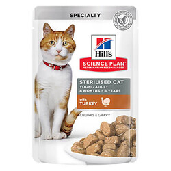 Hill's Science Plan - Hill’s SCIENCE PLAN Chunks Gravy Pouch Sterilised Hindili Kısırlaştırılmış Kedi Konservesi 85 Gr