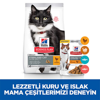 Hill’s SCIENCE PLAN 7+ Sterilised Chicken Kısırlaştırılmış Yaşlı Kedi Maması 1,5 Kg 