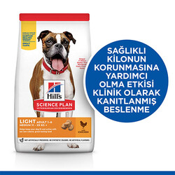 Hill’s SCIENCE PLAN Adult Light Medium Chicken Orta Irk Tavuklu Light Köpek Maması 2,5 Kg - Thumbnail