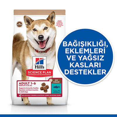 Hill’s SCIENCE PLAN Adult Medium No Grain Tuna Orta Irk Ton Balıklı Tahılsız Yetişkin Köpek Maması 2,5 Kg 