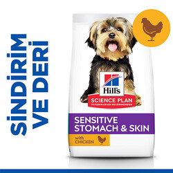 Hill's Science Plan - Hill’s SCIENCE PLAN Adult Small & Mini Sensitive Stomach & Skin Küçük Irk Tavuklu Yetişkin Köpek Maması 1,5 Kg 