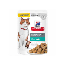 Hill's Science Plan - Hill’s SCIENCE PLAN Chunks Gravy Pouch Sterilised Alabalıklı Kısırlaştırılmış Kedi Konservesi 12 Adet 85 Gr 