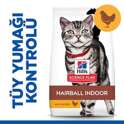 Hill’s SCIENCE PLAN Hairball İndoor Cat Tüy Yumağı Önleyici Tavuklu Yetişkin Kedi Maması 1,5 Kg 