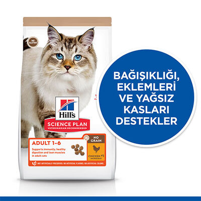 Hill’s SCIENCE PLAN No Grain Tavuklu Tahılsız Yetişkin Kedi Maması 1,5 Kg 