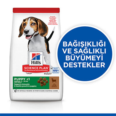 Hill’s SCIENCE PLAN Puppy Medium Lamb & Rich Orta Irk Kuzulu Yavru Köpek Maması 14 Kg 