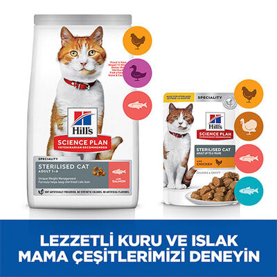 Hill’s SCIENCE PLAN Sterilised Somon Balıklı Kısırlaştırılmış Kedi Maması 1,5 Kg 