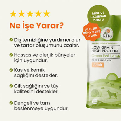 Kito Doğal Besi Kuzu Etli Yetişkin Köpek Maması 2,5 Kg 