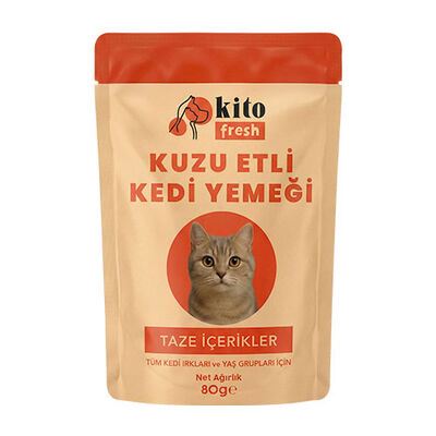 Kito Fresh Kuzu Etli Hipoalerjenik Taze Kedi Yemeği 80 Gr 