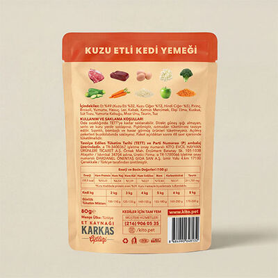 Kito Fresh Kuzu Etli Hipoalerjenik Taze Kedi Yemeği 80 Gr 